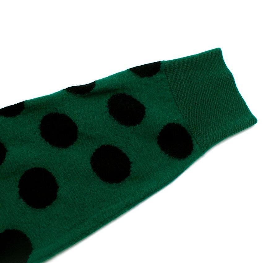 Women's Burberry Green & Black Large Polka Dot Wool Knit Sweater For Sale