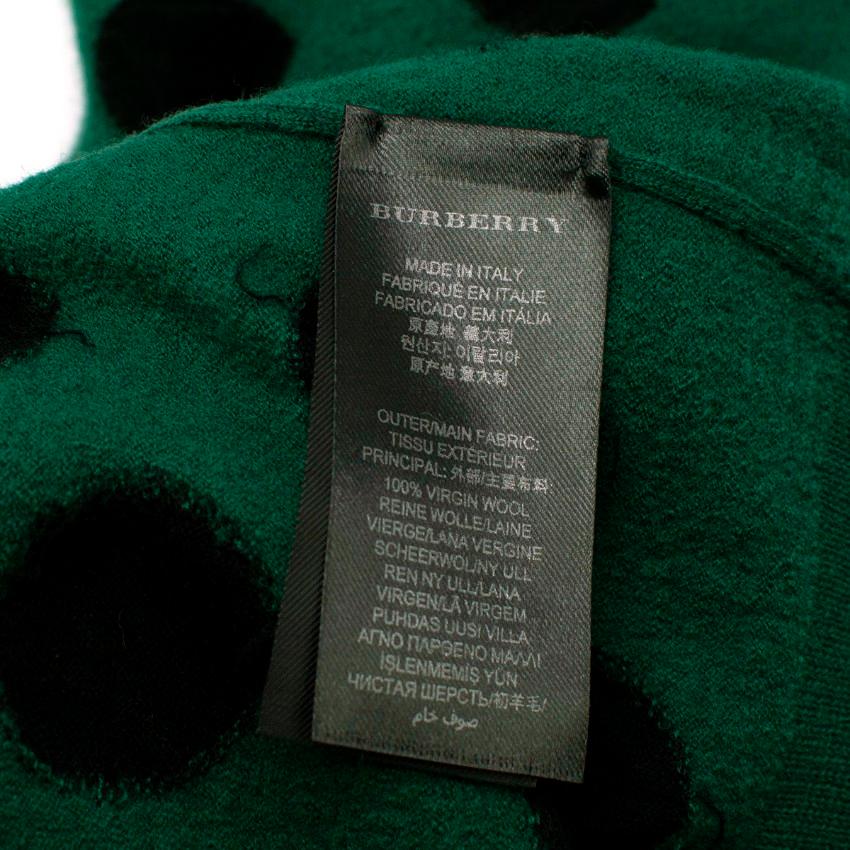 Burberry Green & Black Large Polka Dot Wool Knit Sweater For Sale 2