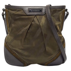 Burberry Green/Black Nylon and Leather Crossbody Bag