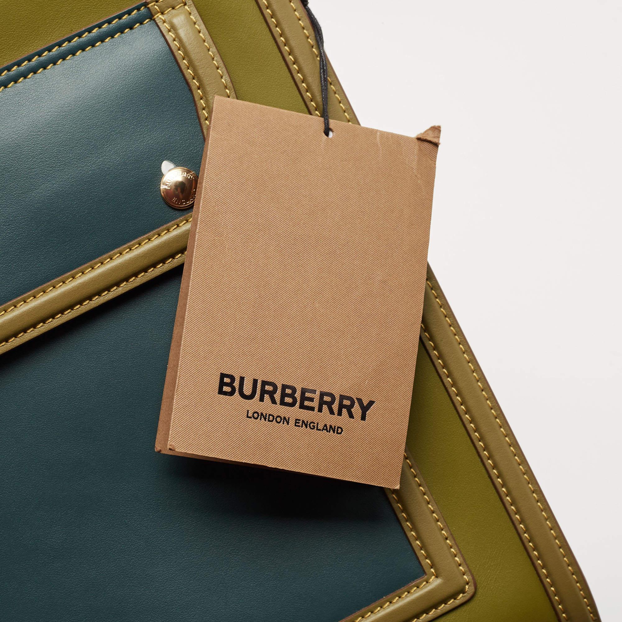 Burberry Green/Blue Leather Medium Pocket Bag 6