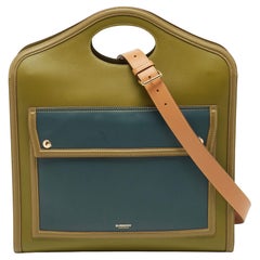 Burberry Green/Blue Leather Medium Pocket Bag