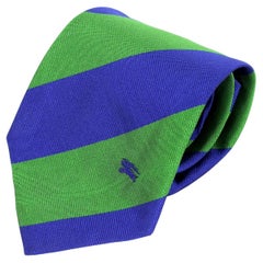 Burberry Verde Azul Seda Regimental Corbata 90s