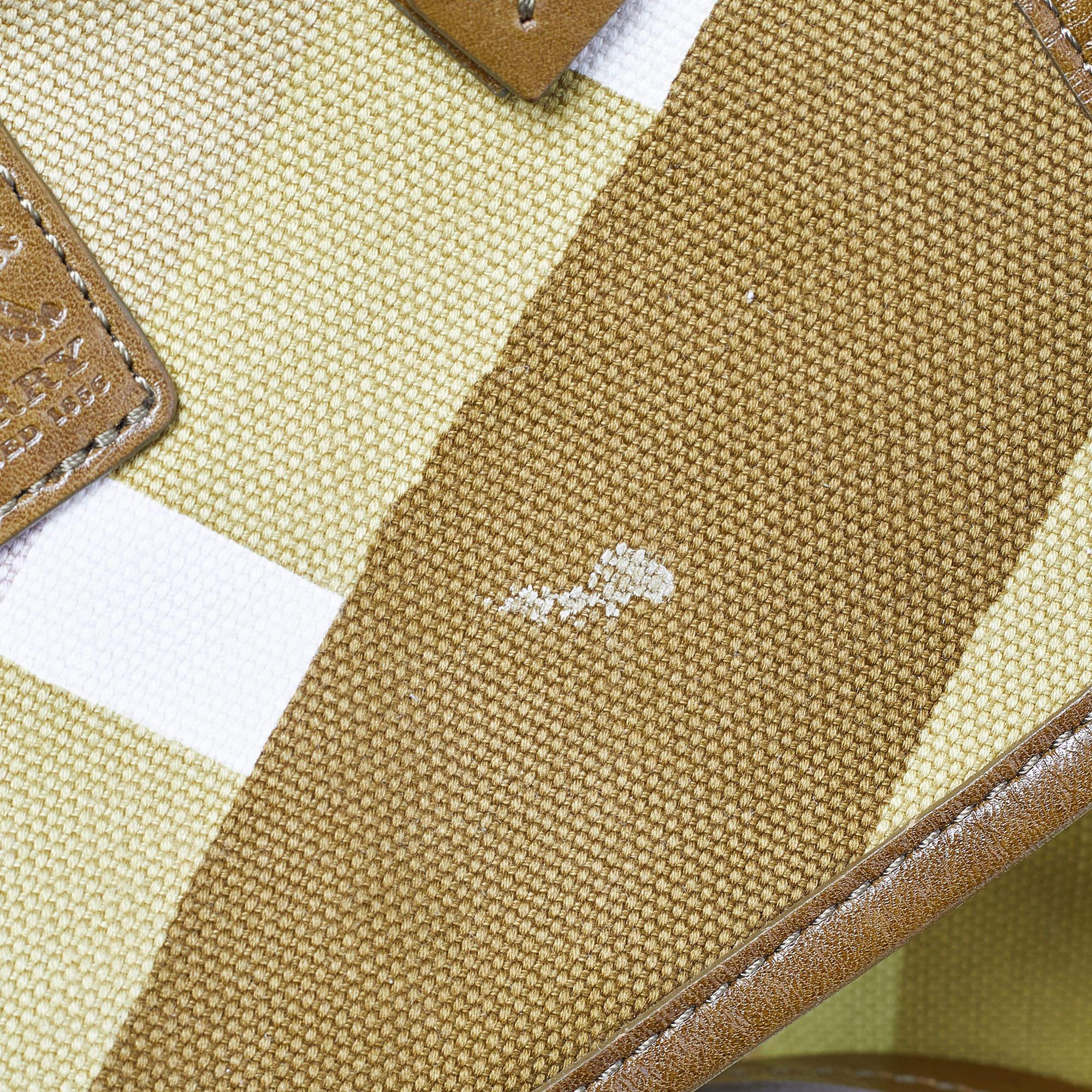 Burberry Green/Brown Check Canvas and Leather Canterbury Tote 4