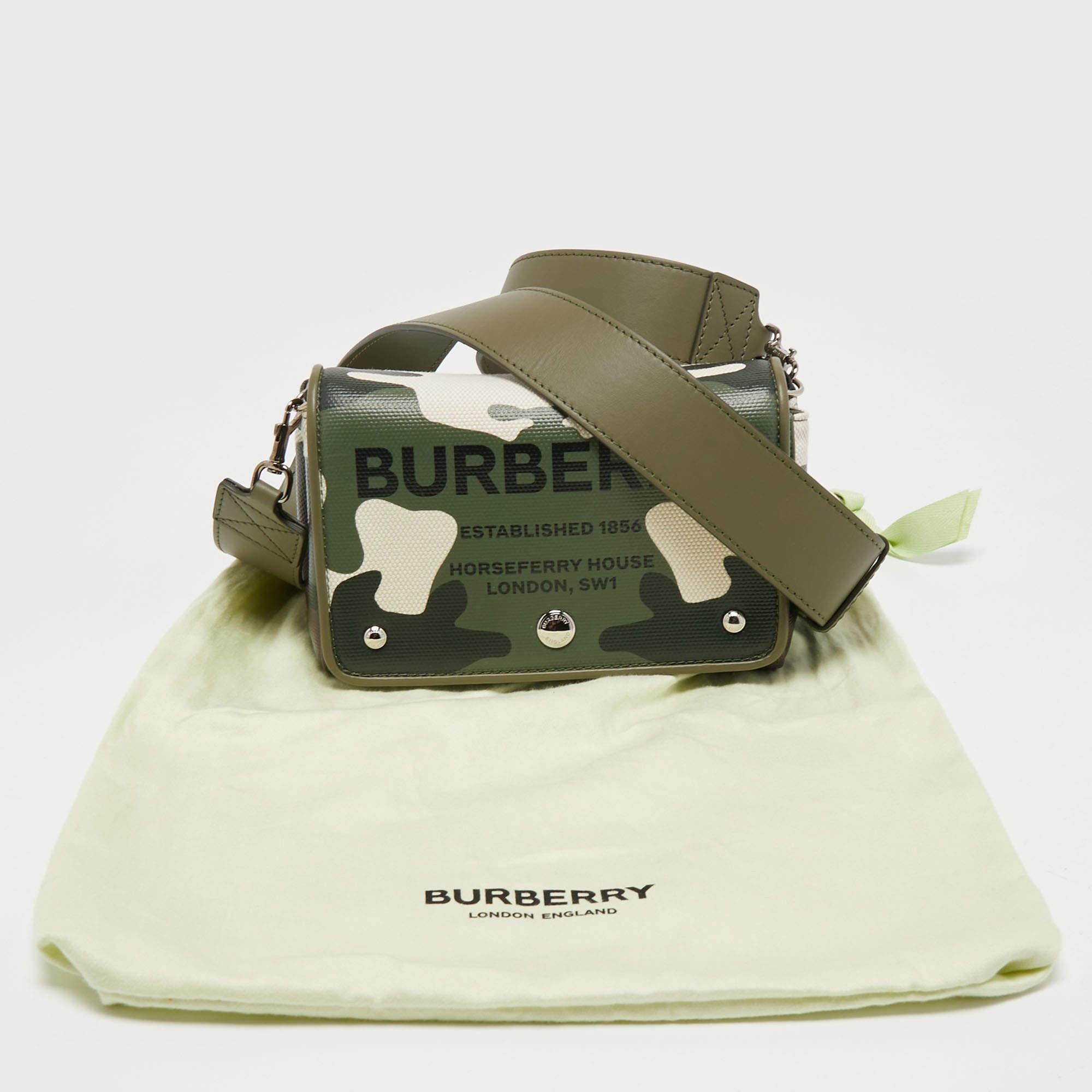 Burberry Green Camo Print Coated Canvas and Leather Hackberry Crossbody Bag 6