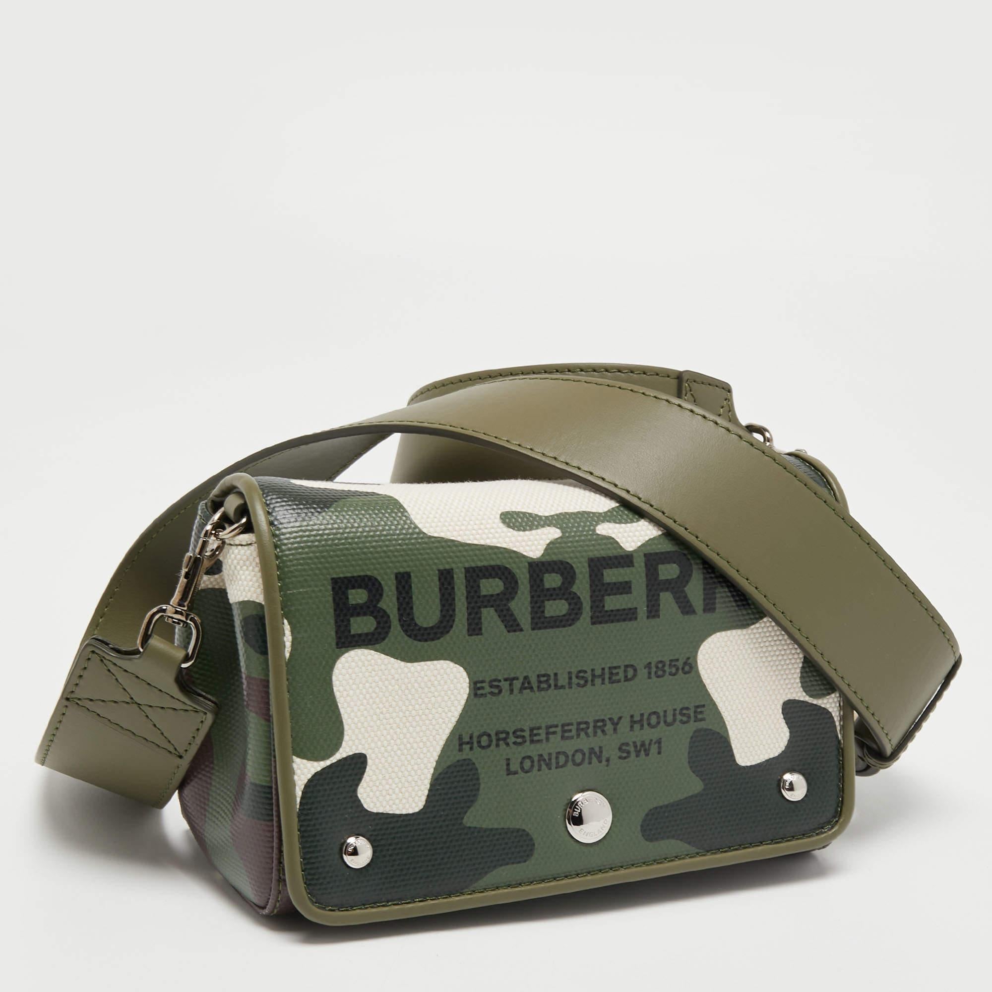 burberry ladies hackberry horseferry canvas crossbody bag in navy