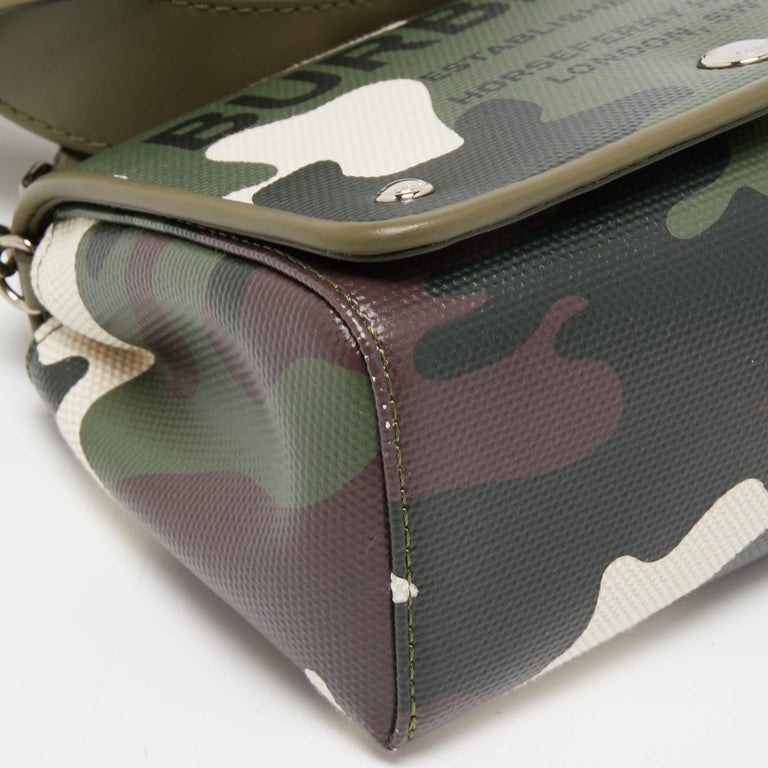 Burberry Green Camo Print Coated Canvas and Leather Hackberry Crossbody