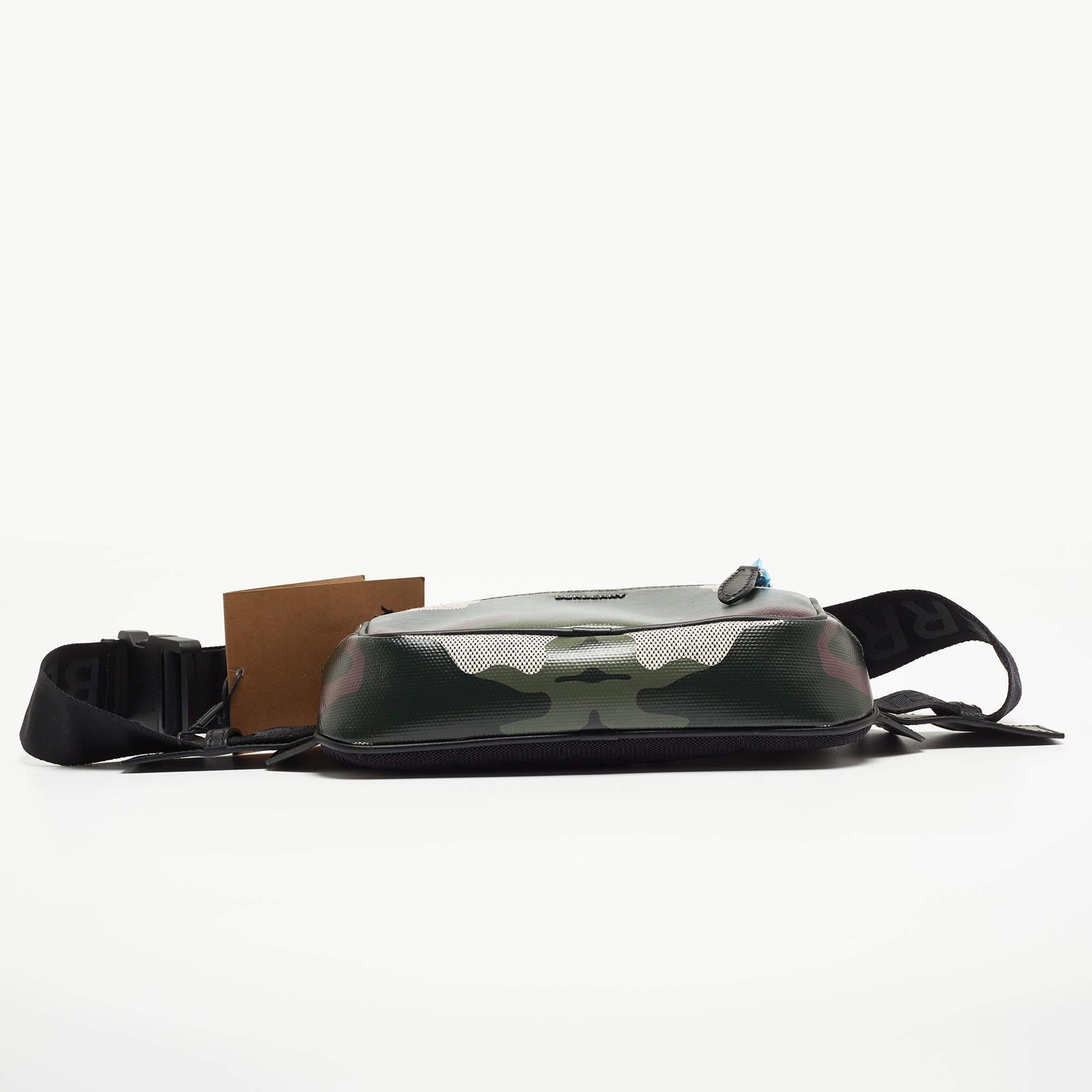 Burberry Green Camo Print Coated Canvas and Leather West Belt Bag 8