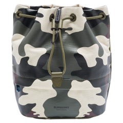 Burberry Green Camouflage Coated and Canvas Phoebe Drawstring Pouch