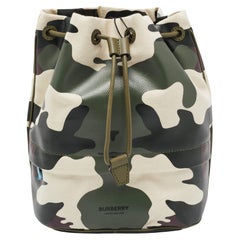 Burberry Green Camouflage Coated and Canvas Phoebe Drawstring Pouch