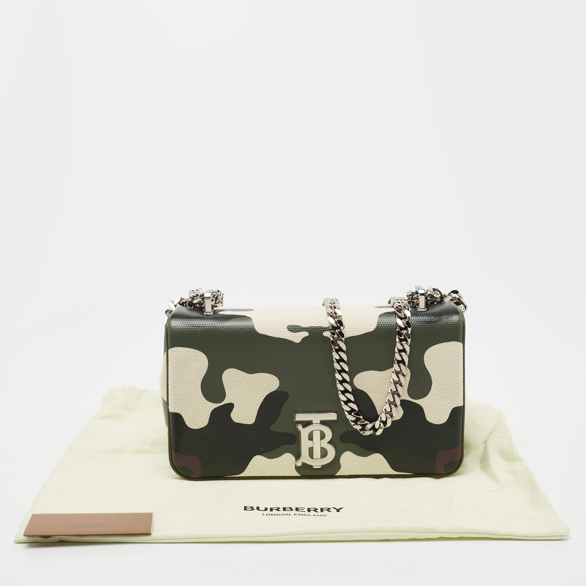 Burberry Green Camouflage Coated and Canvas Small Lola Shoulder Bag 9