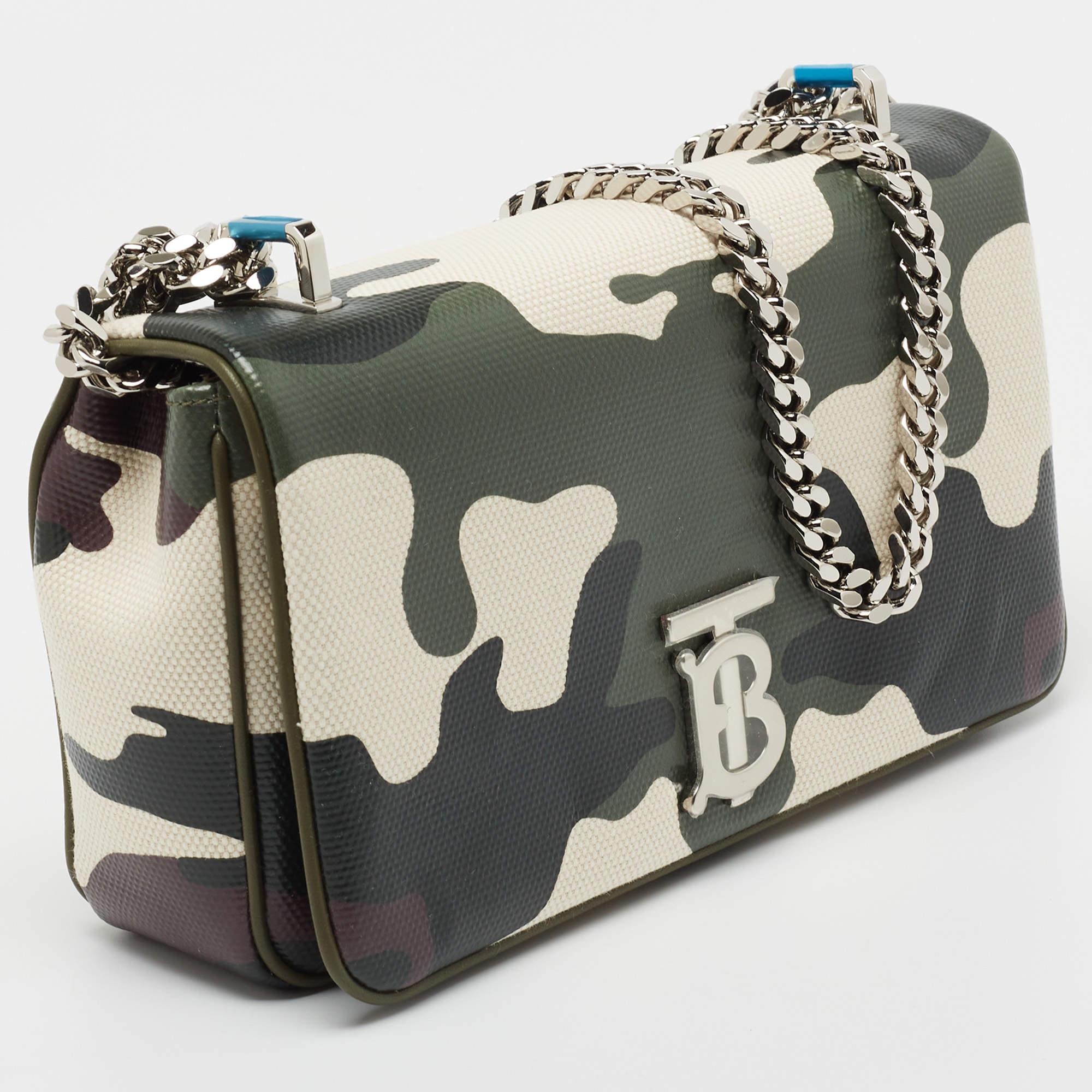 Women's Burberry Green Camouflage Coated and Canvas Small Lola Shoulder Bag