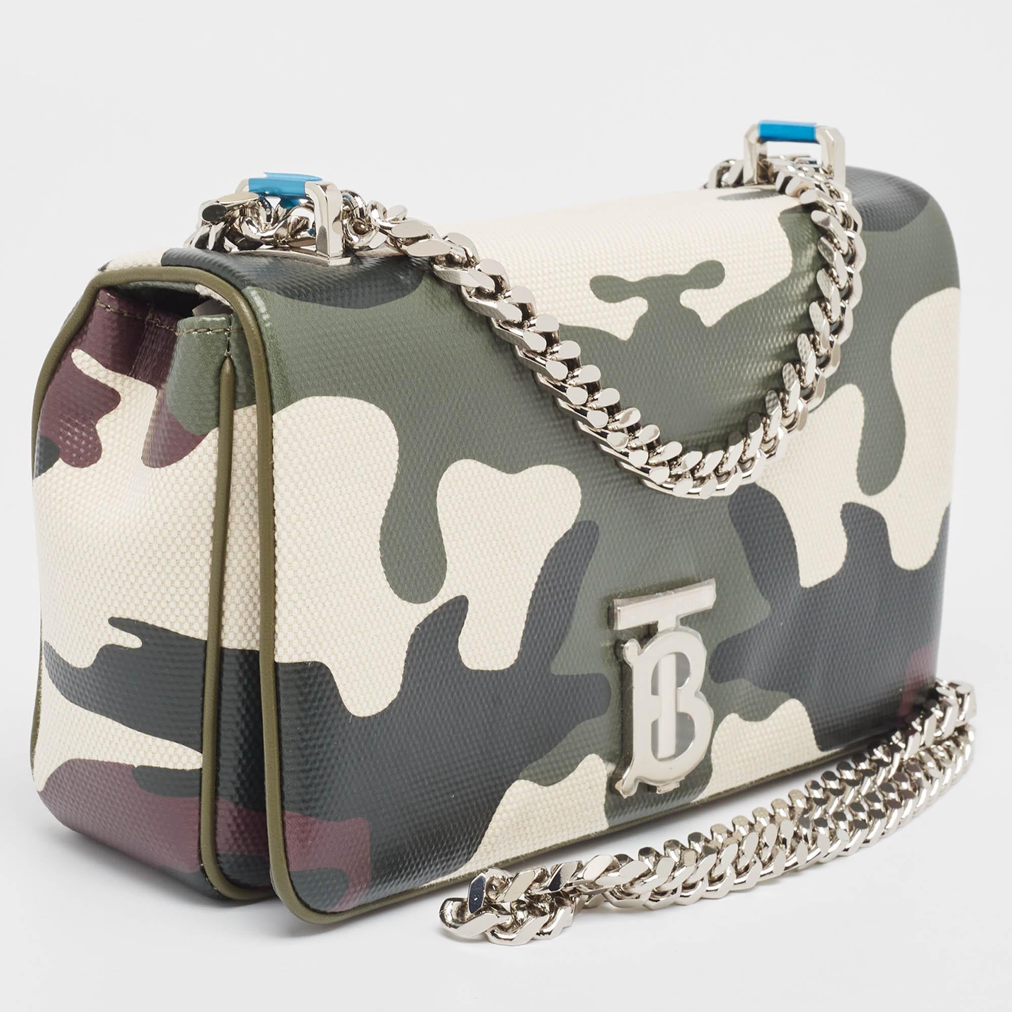 Women's Burberry Green Camouflage Coated and Canvas Small Lola Shoulder Bag For Sale