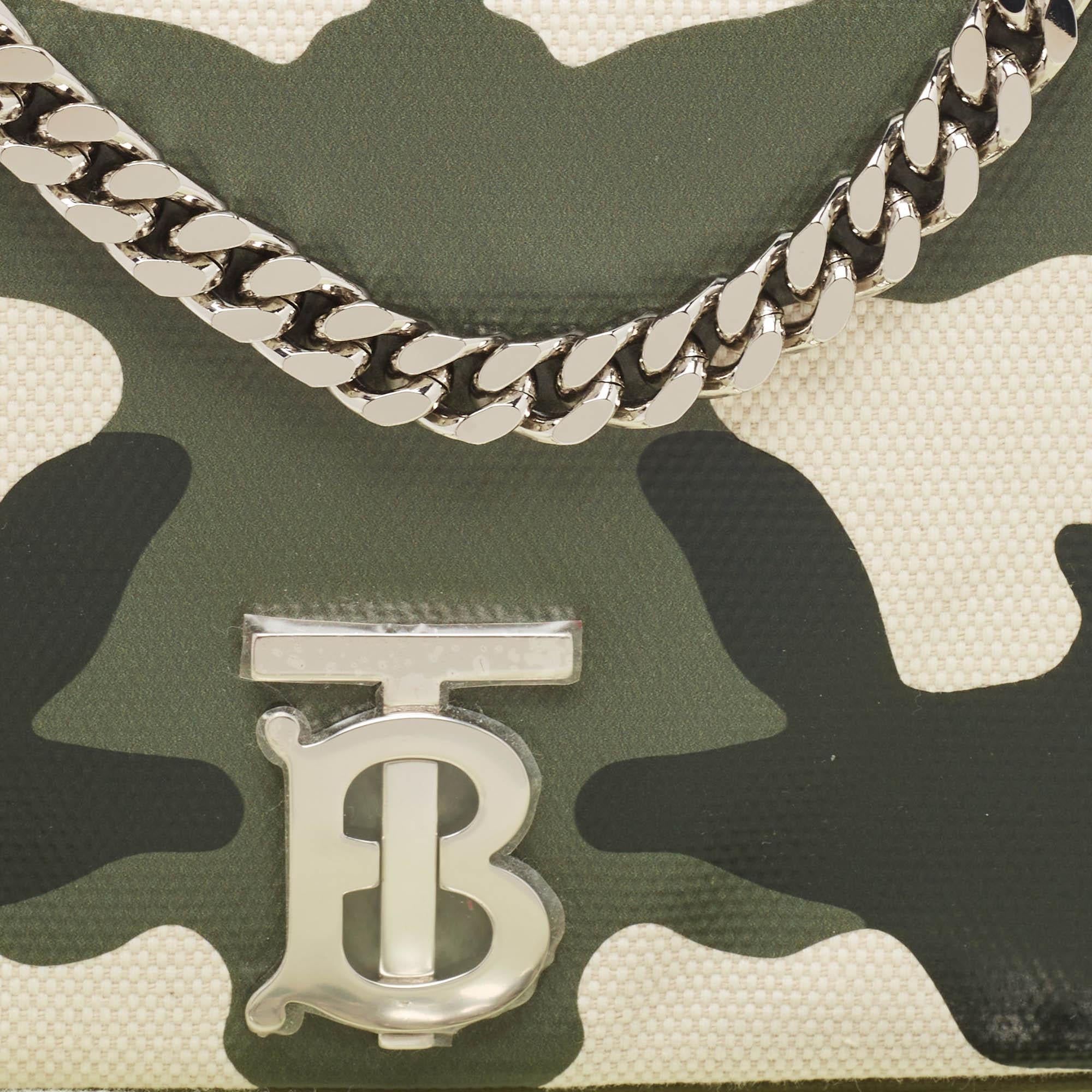 Burberry Green Camouflage Coated and Canvas Small Lola Shoulder Bag For Sale 4