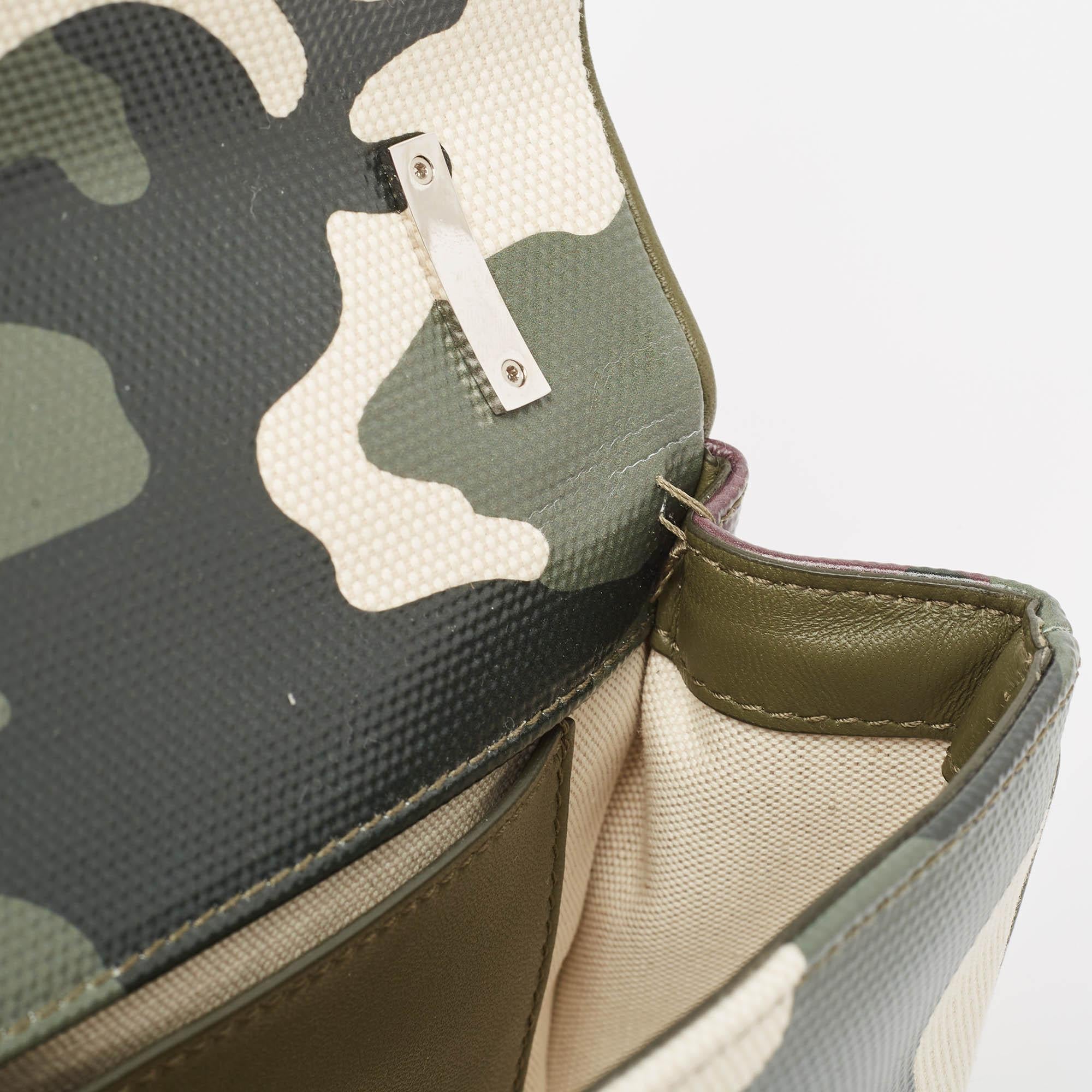 Burberry Green Camouflage Coated and Canvas Small Lola Shoulder Bag For Sale 5