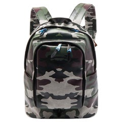 Burberry Green Camouflage Coated Canvas Large Jack Backpack