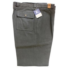 Vintage Burberry Green Cotton Oversize Classic Tailored Trousers