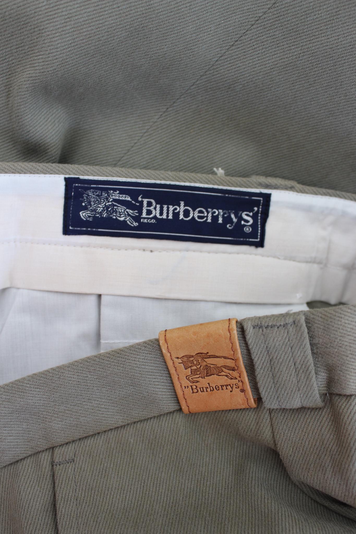 Men's Burberry Green Cotton Vintage Classic Pants For Sale