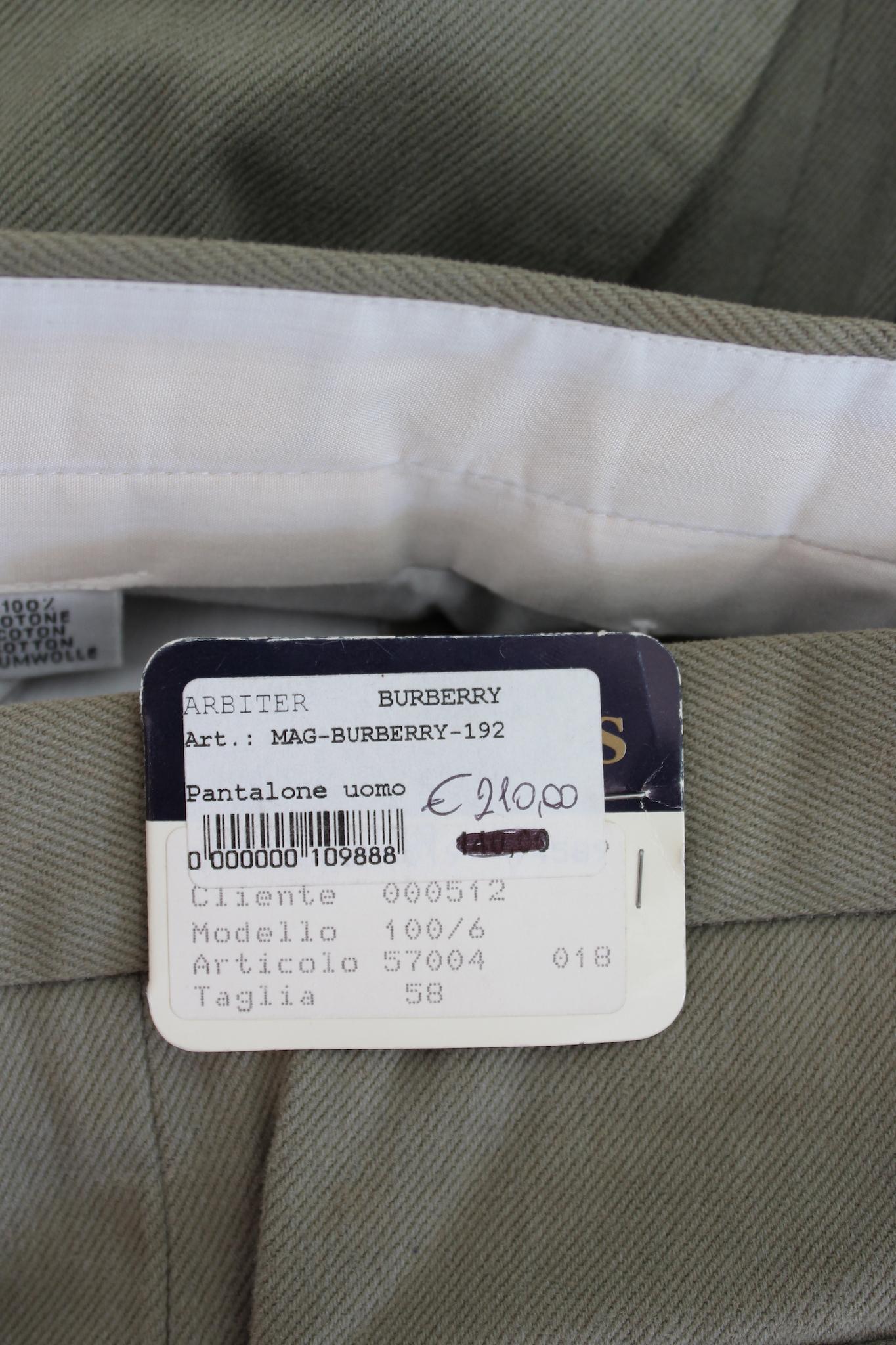 Burberry Green Cotton Vintage Classic Pants 1