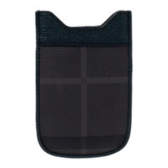 Burberry Green/Grey Check Canvas and Leather Phone Pouch