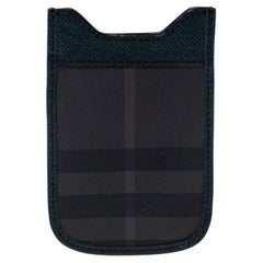 Burberry Green/Grey Check Canvas and Leather Phone Pouch