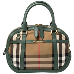 Burberry Green House Check Check Canvas and Leather Orchard Bowler Bag