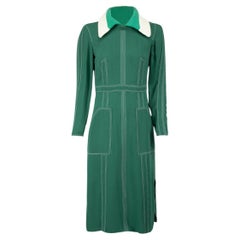 Burberry Green Knit Collar Midi Dress Size S