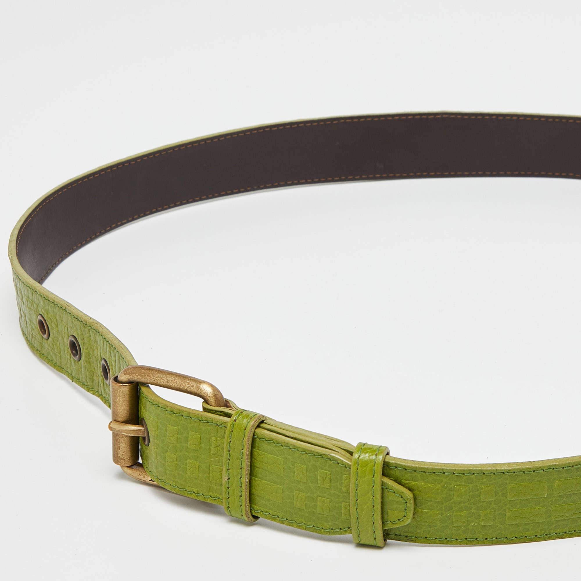 Brown Burberry Green Leather Buckle Belt 100CM