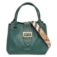 Burberry Green Leather Buckle Tote