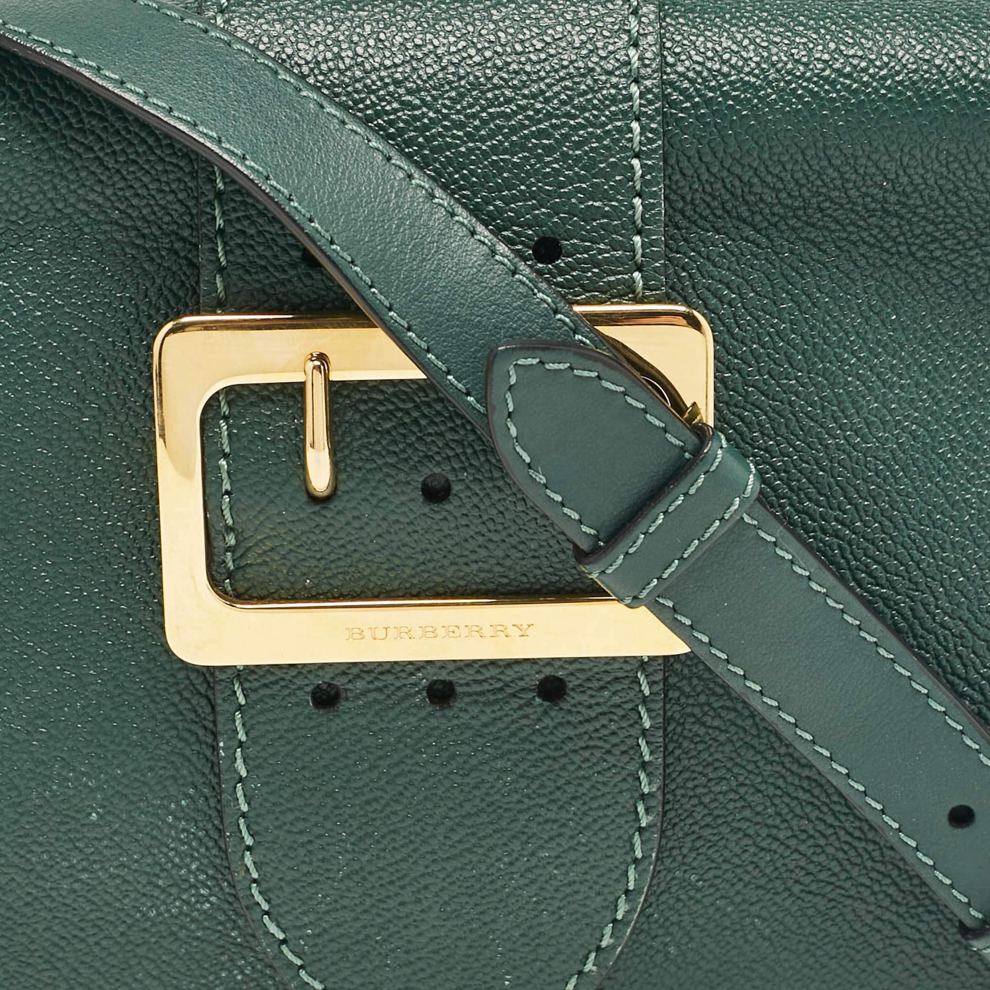 Burberry Green Leather Small Medley Buckle Crossbody Bag For Sale 1