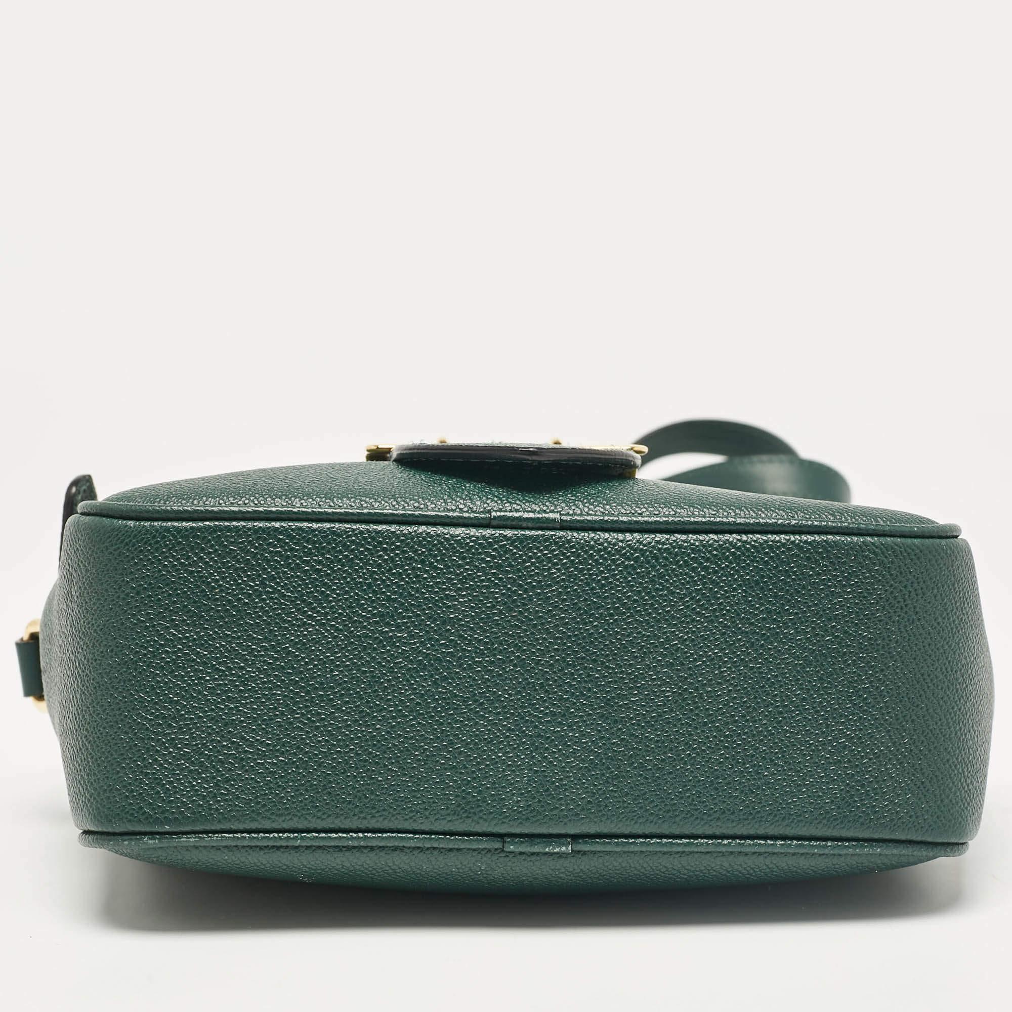 Burberry Green Leather Small Medley Buckle Crossbody Bag For Sale 2