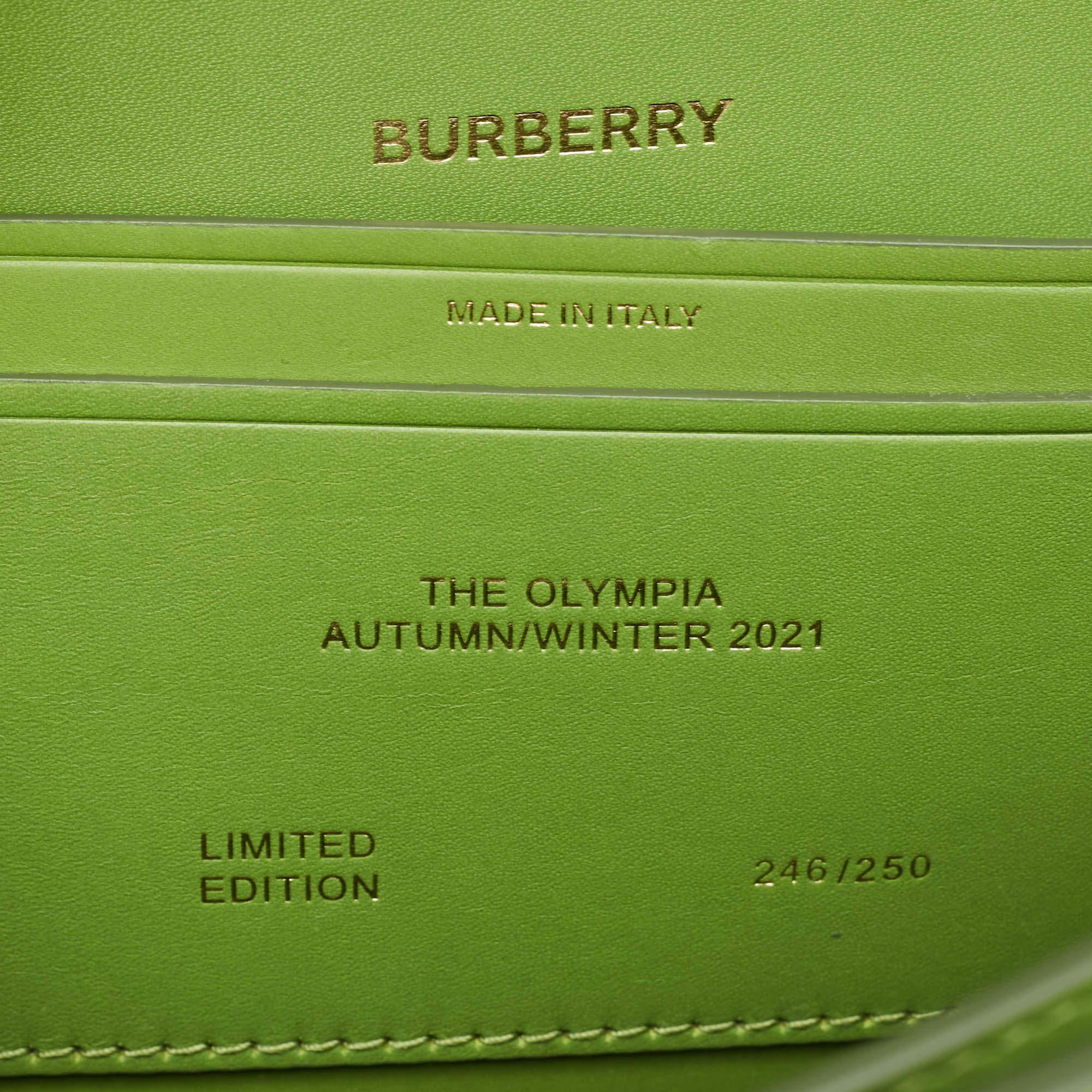 Burberry Green Leather Small Olympia Shoulder Bag For Sale 7