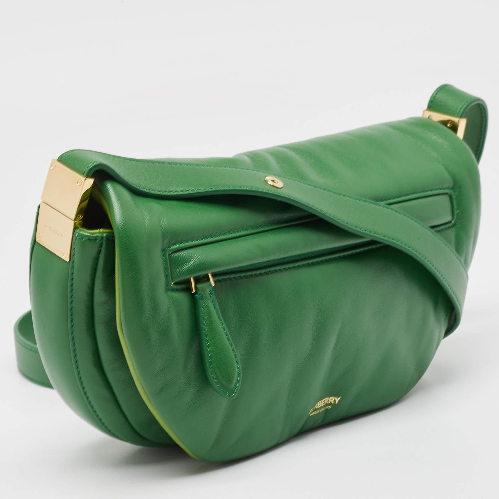 Burberry Green Leather Small Olympia Shoulder Bag In New Condition In Dubai, Al Qouz 2