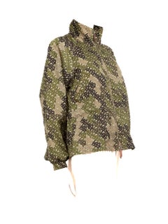 Burberry Green Logo Pattern Zip Jacket Size XS