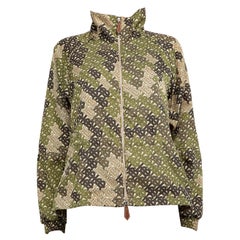 Burberry Green Logo Pattern Zip Jacket Size XS
