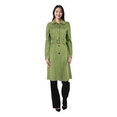 Burberry Green Long Belted Trench Coat Size S