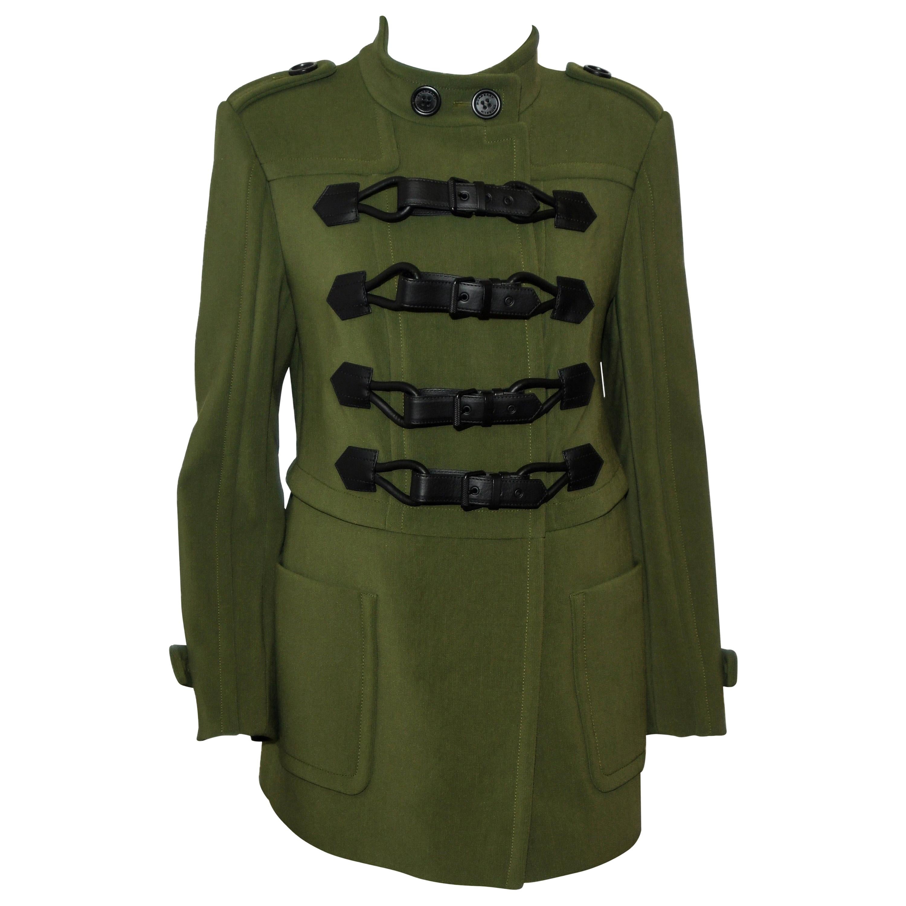 Burberry Green Military Style Jacket W/4 Leather Straps A/W 2011/2012 EU 46  at 1stDibs | burberry quilted jacket, burberry green jacket, burberry jacket