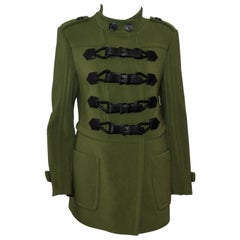 Veste Burberry verte de style militaire avec 4 sangles en cuir A/H 2011/2012 EU 46