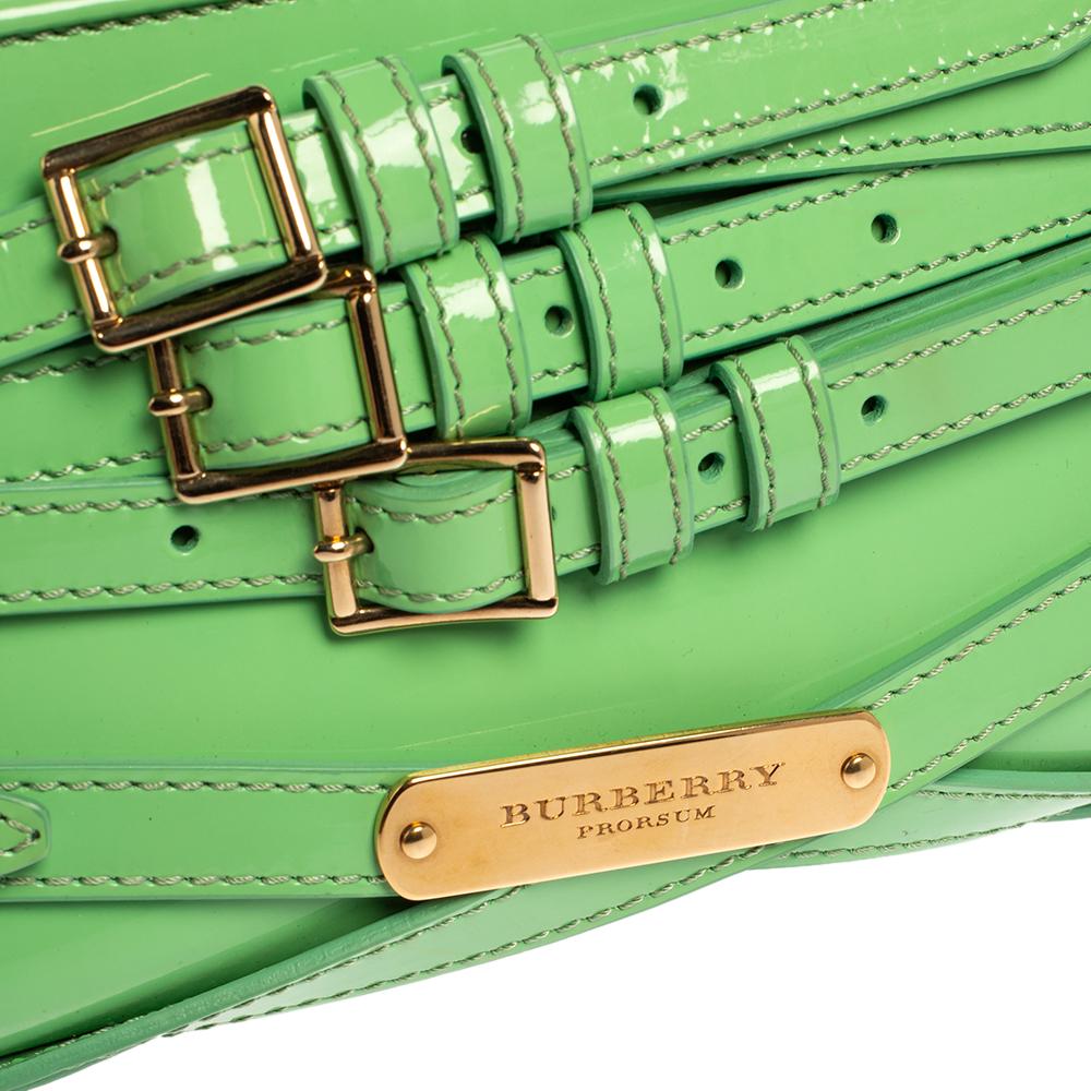 Burberry Green Patent Leather Bridle Parmoor Clutch Bag 5
