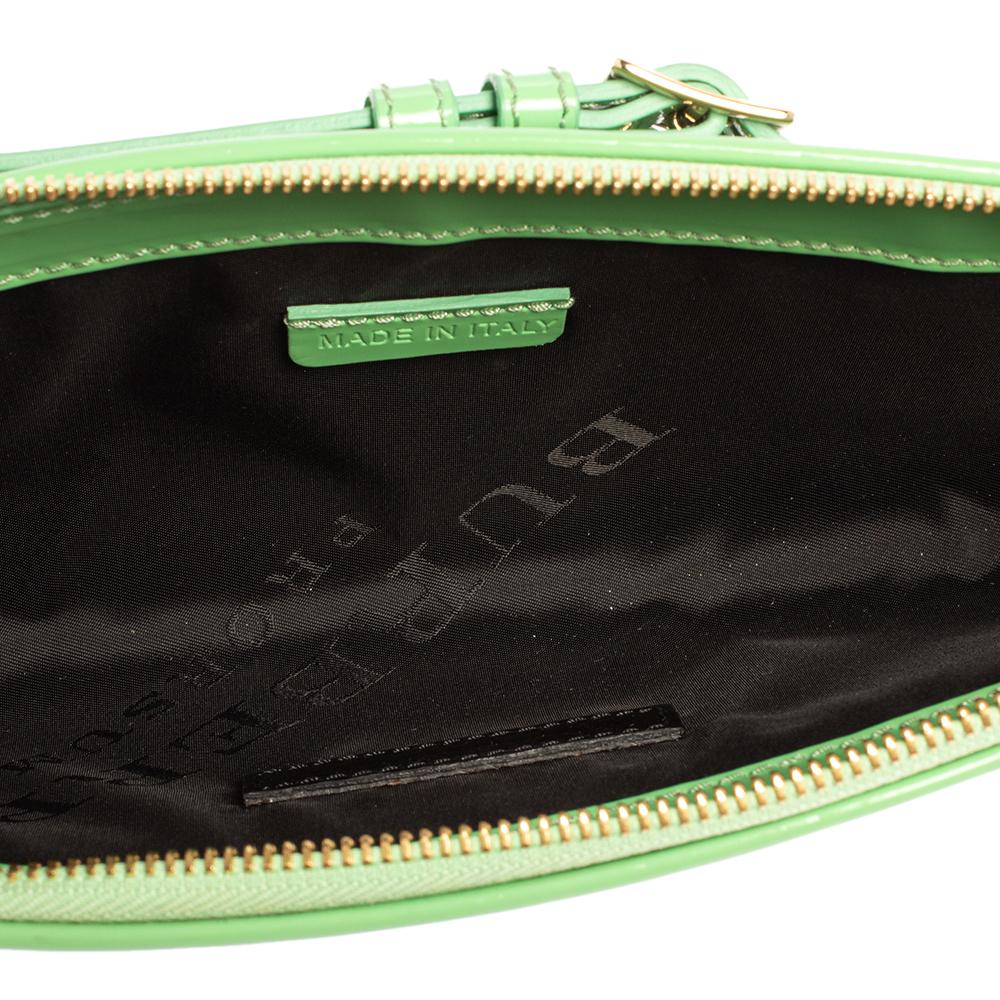 Women's Burberry Green Patent Leather Bridle Parmoor Clutch Bag
