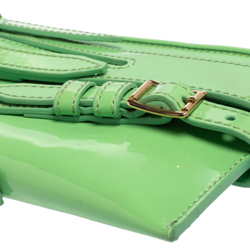 Burberry Green Patent Leather Bridle Parmoor Clutch Bag 1