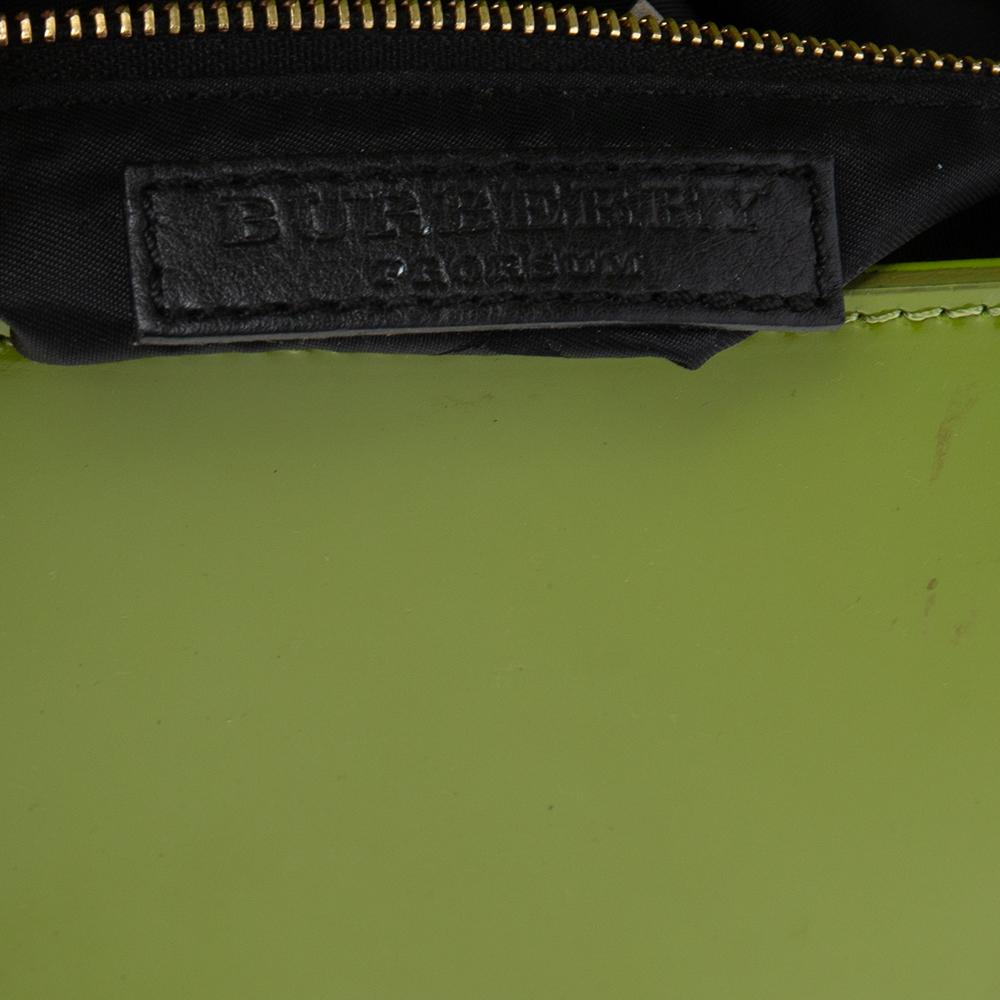 Women's Burberry Green Patent Leather Flap Shoulder Bag
