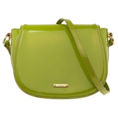 Burberry Green Patent Leather Flap Shoulder Bag
