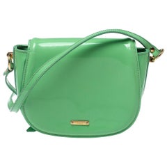 Burberry Green Patent Leather Shoulder Bag