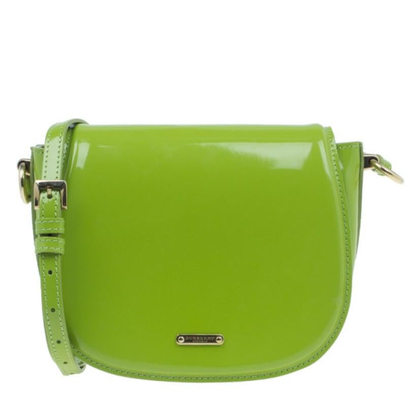 Burberry Green Patent Leather Shoulder Bag