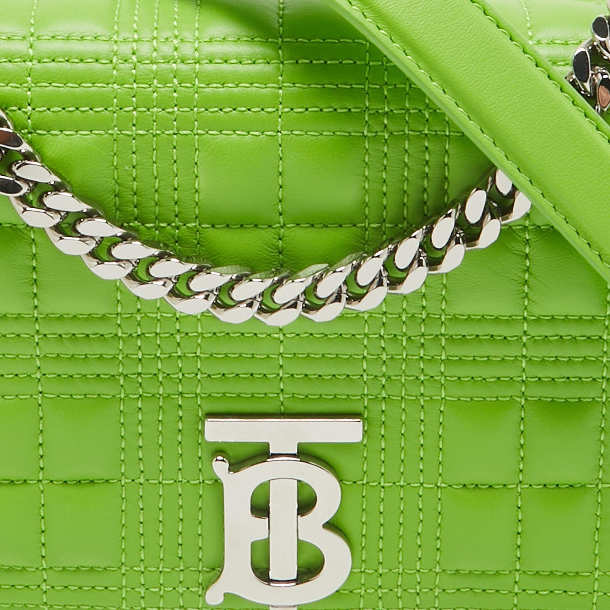 Burberry Green Quilted Leather Small Lola Chain Shoulder Bag For Sale 1