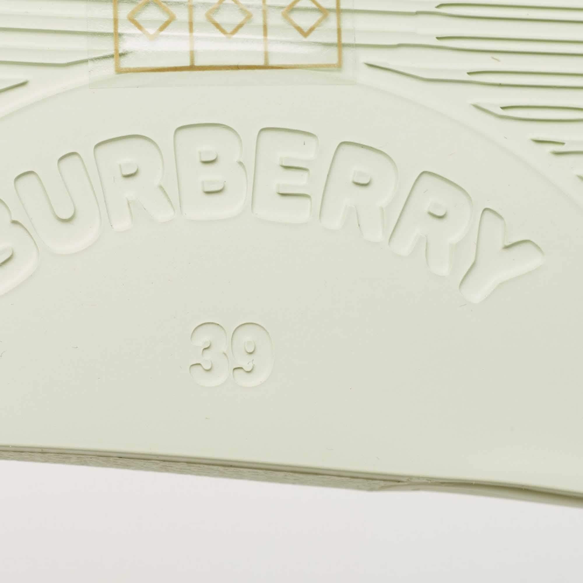 Burberry Green Rubber logo Embossed slides Size 39 2
