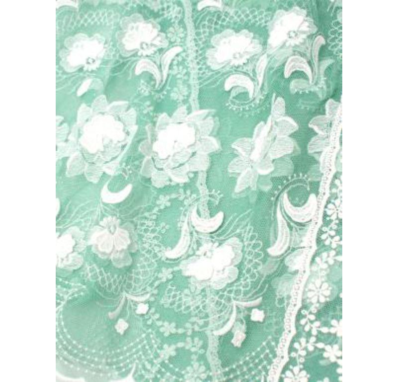 Burberry Green Silk Chiffon & Lace Dress For Sale 6