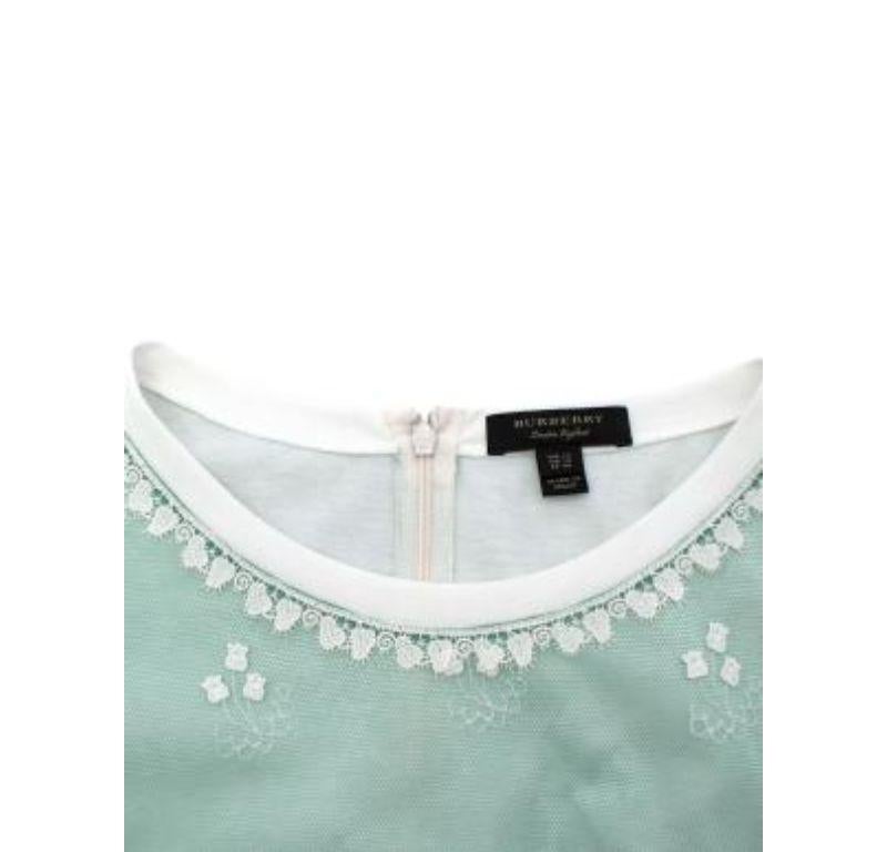 Burberry Green Silk Chiffon & Lace Dress For Sale 2