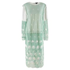 Burberry Green Silk Chiffon & Lace Dress
