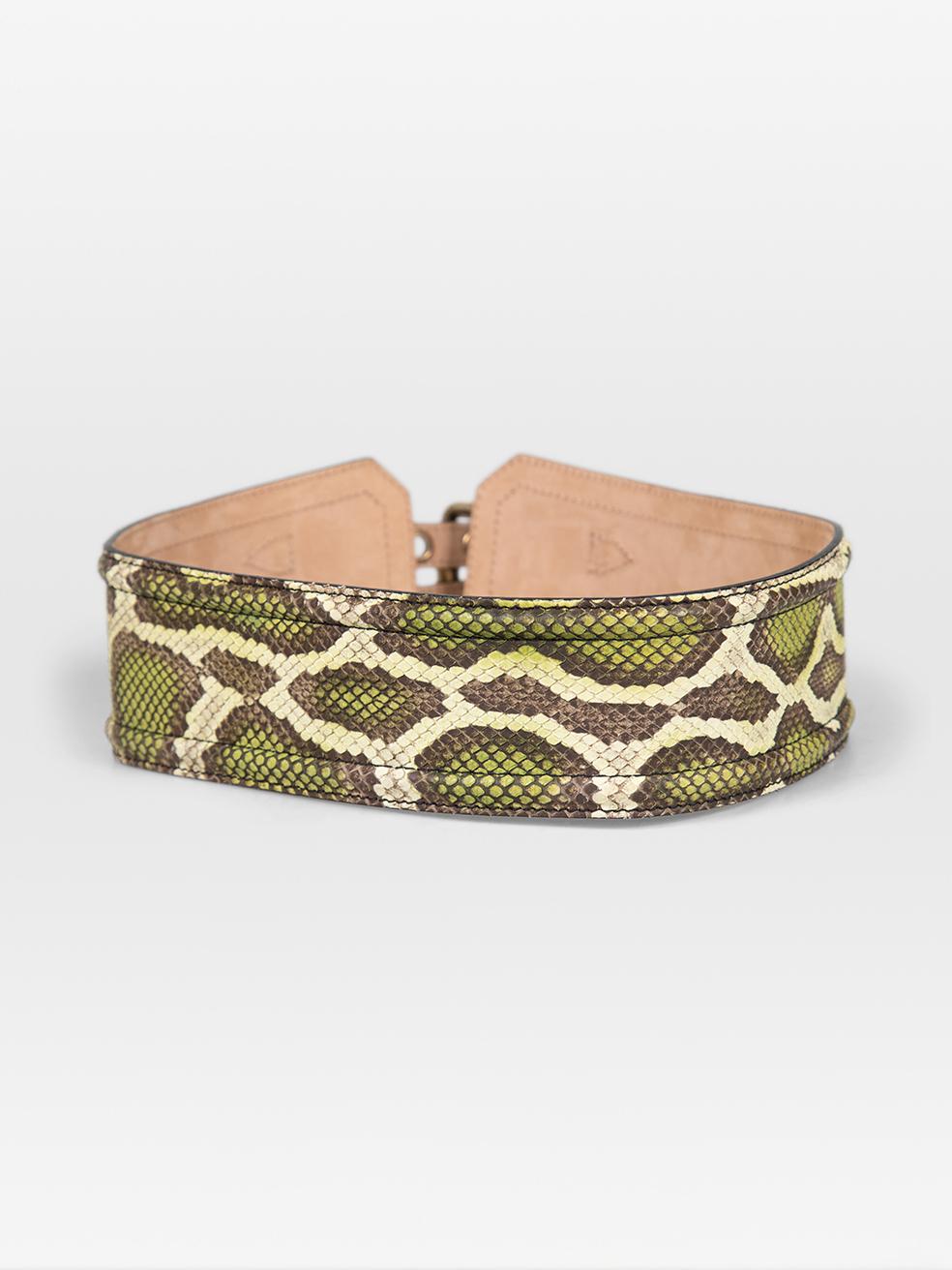 Burberry Green Snakeskin Wide Belt In Good Condition For Sale In London, GB